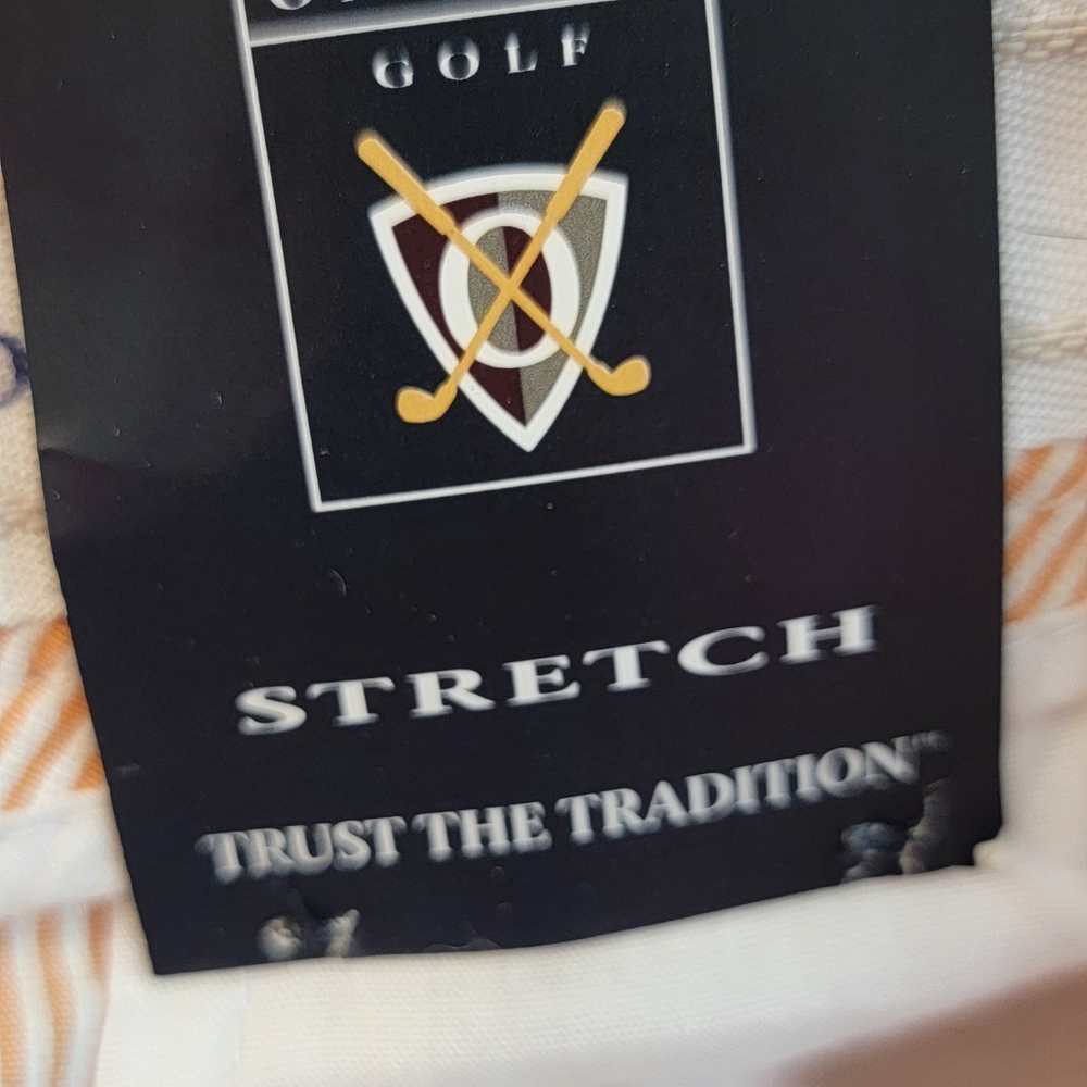 Oxford Golf NWT Stretch Orange And White Mens Chino Shorts Athletic Size 34 - Picture 5 of 7